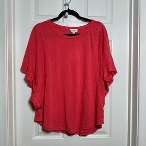 Umgee Vibrant Vibrant Coral Short Sleeve Top